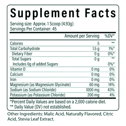Supplement facts label with nutritional information on a white background